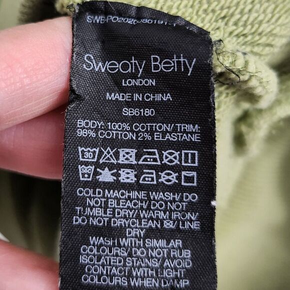Sweaty Betty Sweater Womens XL Green Pullover Essentials Cotton Longsleeve Logo - Picture 3 of 8